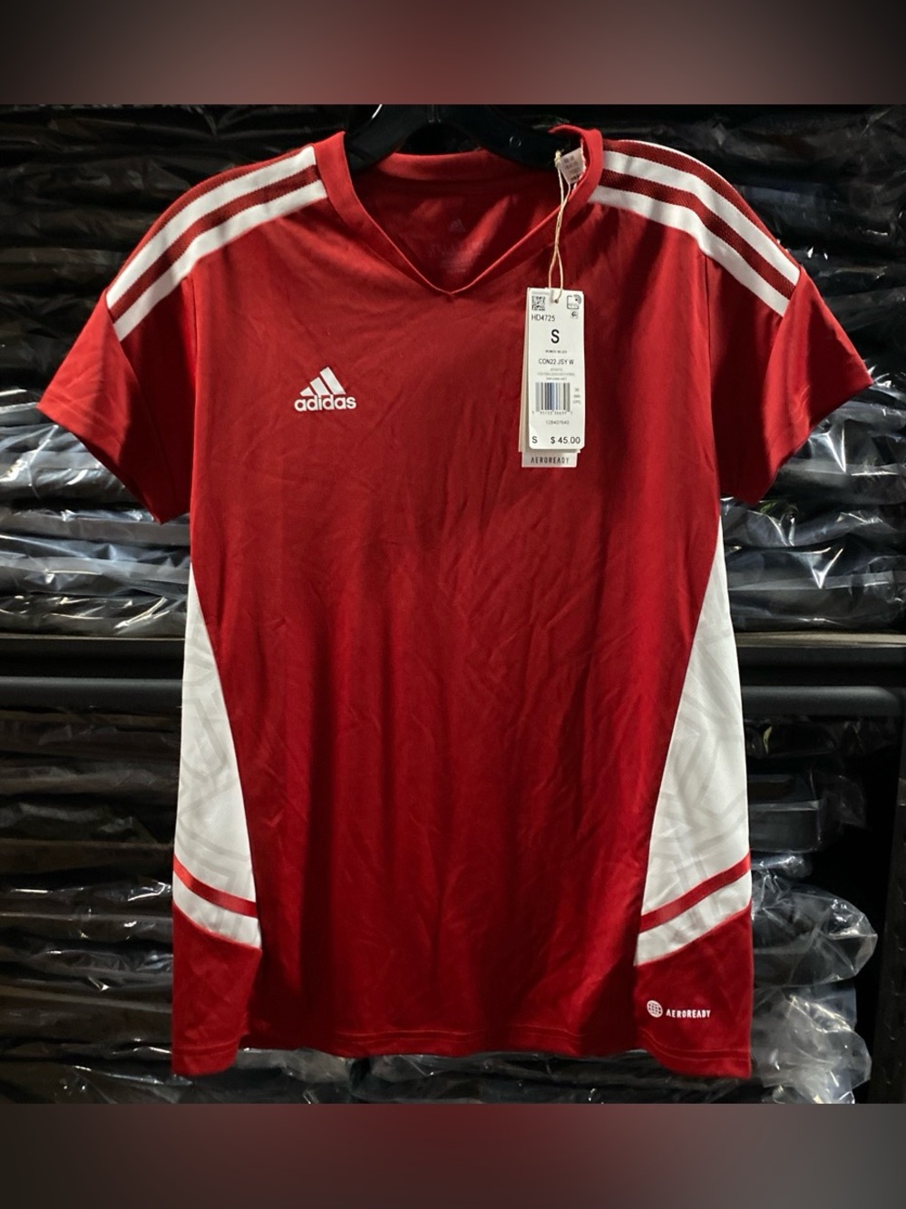 Adidas Condivo 22 Jersey Red White Soccer Training V-Neck Women’s Small NWT